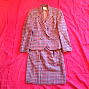 Pendleton Vintage Wool Plaid Skirt Suit Mohair Feel USA Womens  Size 6